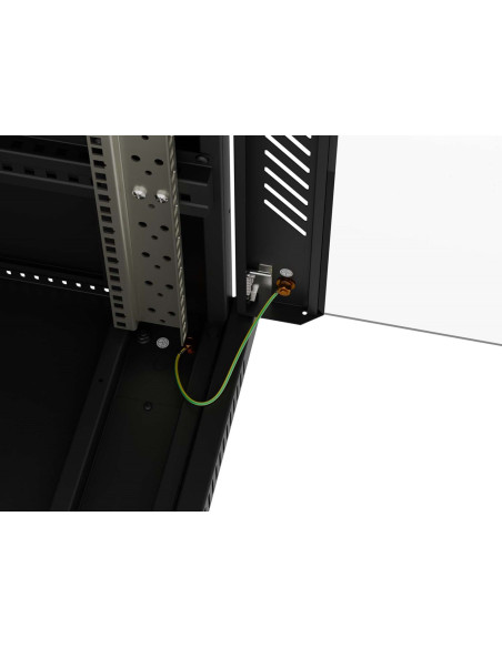 Szafa Instalacyjna Rack Stojąca 19" 18U 600 × 800 Czarna, Drzwi Przeszklone, Lanberg (Flat Pack)