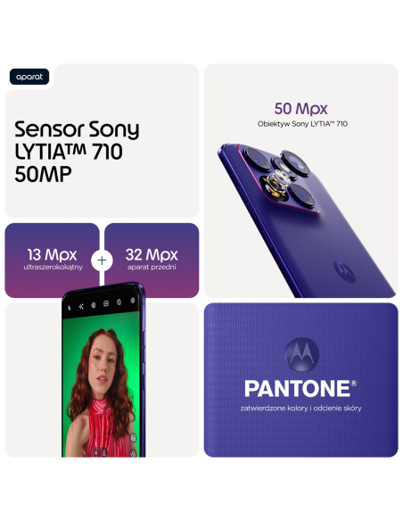 Motorola Edge 70 Fusion 17,2 Cm (6.78") Dual Sim Android 16.0 5G Usb Type-C 8 Gb 256 Gb 5200 Mah Fioletowy