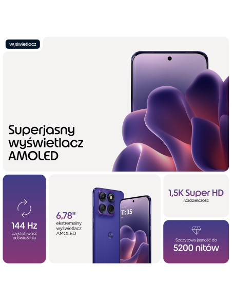 Motorola Edge 70 Fusion 17,2 Cm (6.78") Dual Sim Android 16.0 5G Usb Type-C 8 Gb 256 Gb 5200 Mah Fioletowy