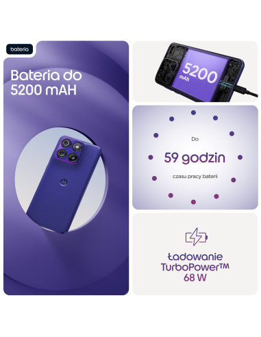 Motorola Edge 70 Fusion 17,2 Cm (6.78") Dual Sim Android 16.0 5G Usb Type-C 8 Gb 256 Gb 5200 Mah Fioletowy
