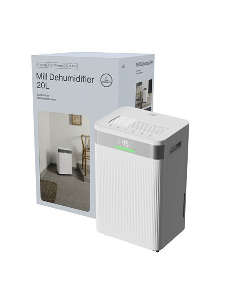 Mill | Dehumidifier | Mdh20 | Suitable For Rooms Up To 20-30 M2 | Water Tank Capacity 4 L | White