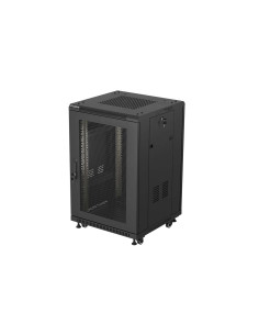 Szafa Instalacyjna Rack Stojąca 19" 18U 600 × 600 Czarna, Drzwi Perforowane, Lanberg (Flat Pack)