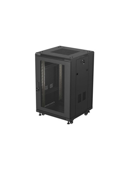Szafa Instalacyjna Rack Stojąca 19" 18U 600 × 600 Czarna, Drzwi Perforowane, Lanberg (Flat Pack)