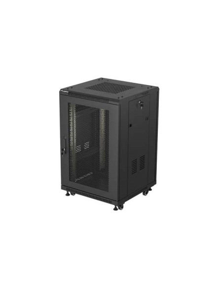 Szafa Instalacyjna Rack Stojąca 19" 18U 600 × 600 Czarna, Drzwi Perforowane, Lanberg (Flat Pack)