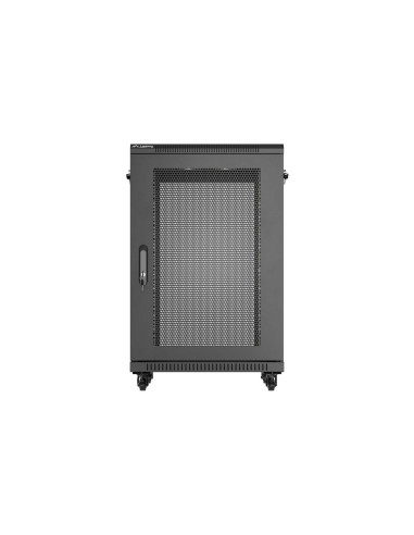 Szafa Instalacyjna Rack Stojąca 19" 18U 600 × 600 Czarna, Drzwi Perforowane, Lanberg (Flat Pack)