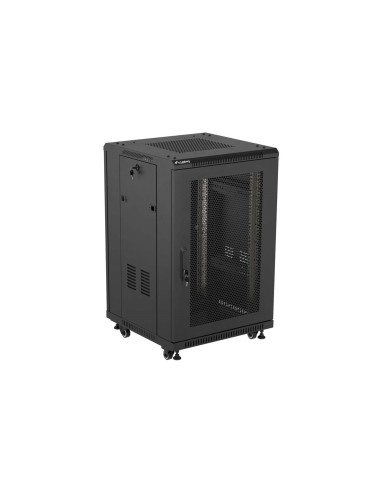 Szafa Instalacyjna Rack Stojąca 19" 18U 600 × 600 Czarna, Drzwi Perforowane, Lanberg (Flat Pack)