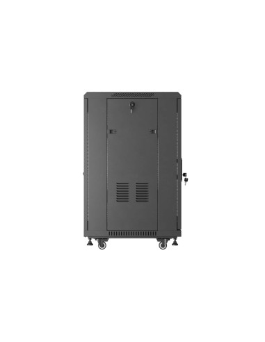 Szafa Instalacyjna Rack Stojąca 19" 18U 600 × 600 Czarna, Drzwi Perforowane, Lanberg (Flat Pack)
