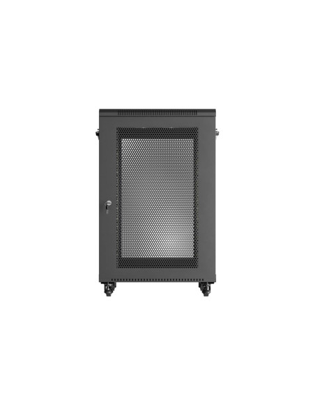 Szafa Instalacyjna Rack Stojąca 19" 18U 600 × 600 Czarna, Drzwi Perforowane, Lanberg (Flat Pack)
