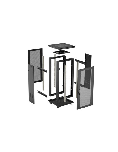 Szafa Instalacyjna Rack Stojąca 19" 18U 600 × 600 Czarna, Drzwi Perforowane, Lanberg (Flat Pack)