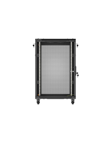 Szafa Instalacyjna Rack Stojąca 19" 18U 600 × 600 Czarna, Drzwi Perforowane, Lanberg (Flat Pack)
