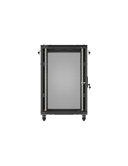 Szafa Instalacyjna Rack Stojąca 19" 18U 600 × 600 Czarna, Drzwi Perforowane, Lanberg (Flat Pack)