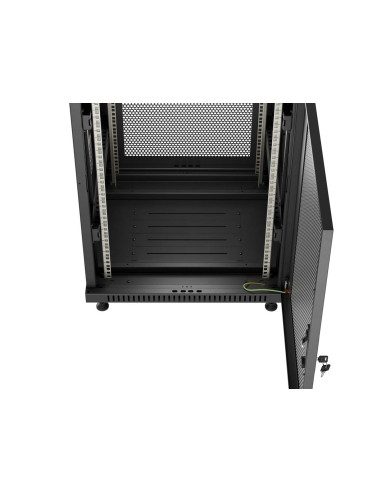 Szafa Instalacyjna Rack Stojąca 19" 18U 600 × 600 Czarna, Drzwi Perforowane, Lanberg (Flat Pack)
