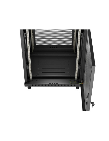 Szafa Instalacyjna Rack Stojąca 19" 18U 600 × 600 Czarna, Drzwi Perforowane, Lanberg (Flat Pack)
