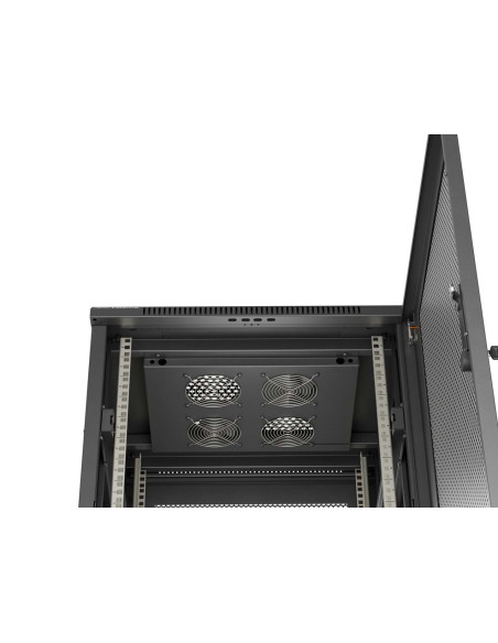 Szafa Instalacyjna Rack Stojąca 19" 18U 600 × 600 Czarna, Drzwi Perforowane, Lanberg (Flat Pack)