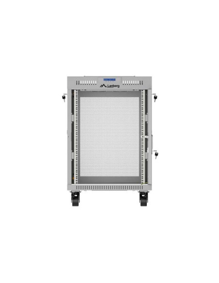 Szafa Instalacyjna Rack Stojąca 19" 15U 600 × 600 Szara, Drzwi Perforowane, Lcd, Lanberg (Flat Pack)