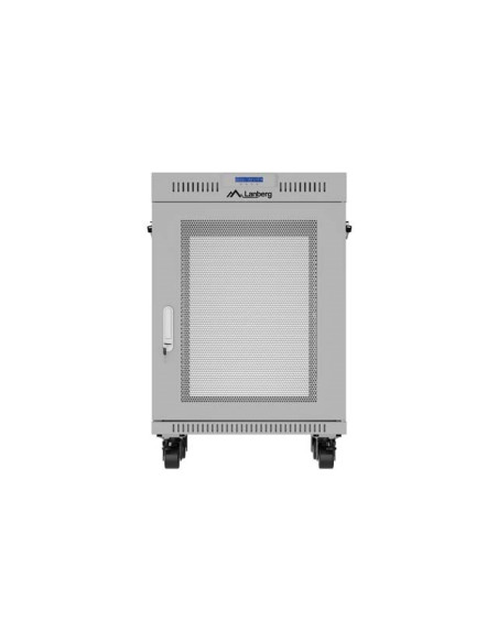 Szafa Instalacyjna Rack Stojąca 19" 15U 600 × 600 Szara, Drzwi Perforowane, Lcd, Lanberg (Flat Pack)