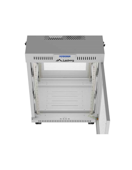 Szafa Instalacyjna Rack Stojąca 19" 15U 600 × 600 Szara, Drzwi Perforowane, Lcd, Lanberg (Flat Pack)