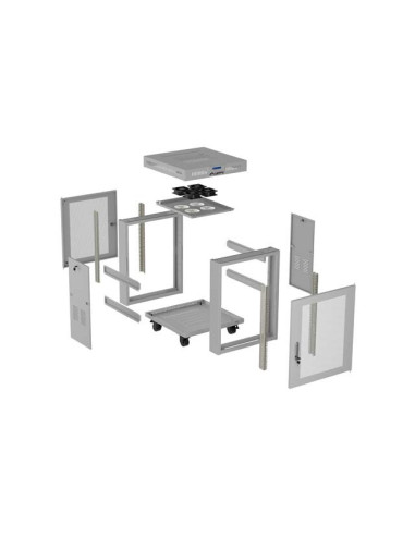 Szafa Instalacyjna Rack Stojąca 19" 15U 600 × 600 Szara, Drzwi Perforowane, Lcd, Lanberg (Flat Pack)