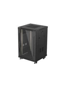 Szafa Instalacyjna Rack Stojąca 19" 18U 600 × 600 Czarna, Drzwi Przeszklone, Lanberg (Flat Pack) 2