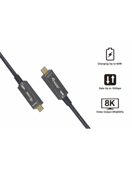 Equip 119467 Kabel Usb Usb 3.2 Gen 2 (3.1 Gen 2) 7,5 M Usb C 10 Gbit/S 60 W Czarny
