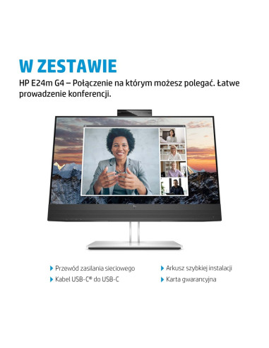 Hp E24M G4 60,5 Cm (23.8") 1920 X 1080 Px Monitor Full Hd Czarny, Srebrny
