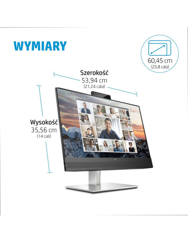 Hp E24M G4 60,5 Cm (23.8") 1920 X 1080 Px Monitor Full Hd Czarny, Srebrny
