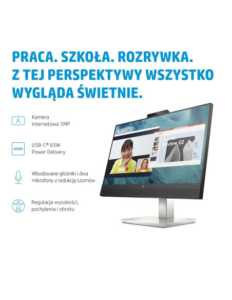 Hp E24M G4 60,5 Cm (23.8") 1920 X 1080 Px Monitor Full Hd Czarny, Srebrny