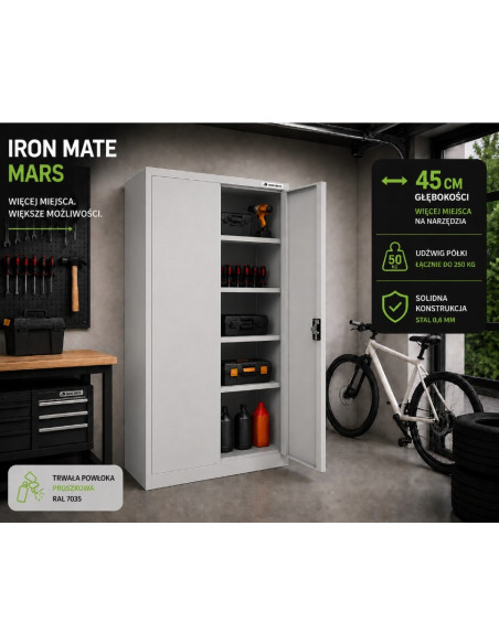 Iron Mate Szafa Metalowa Garażowa Mars 185 X 90 X 45 Szara Ral7035