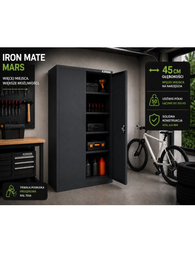 Iron Mate Szafa Metalowa Garażowa Mars 185 X 90 X 45 Antracyt Ral7016