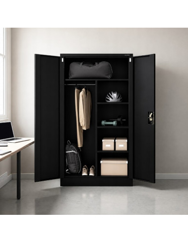 Iron Mate Szafa Gospodarcza Metalowa Saturn 185X90X45 Czarna Ral9005