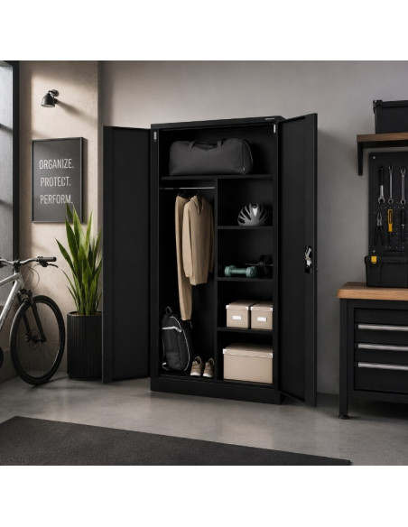 Iron Mate Szafa Gospodarcza Metalowa Saturn 185X90X45 Czarna Ral9005