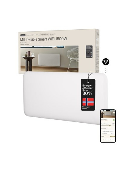 Mill Invisible Smart Wifi Heater | Pa1500Wifi4 | Panel Heater | 1500 W | Suitable For Rooms Up To 18-22 M2 | White | Ipx4