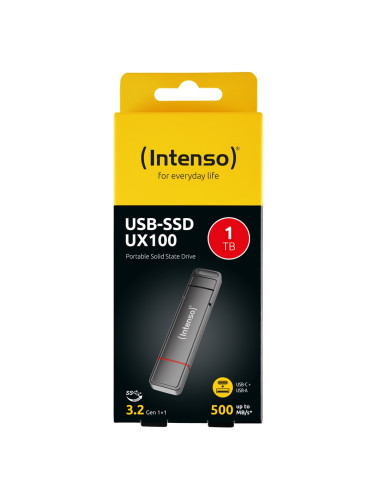 Intenso 3850460 Zewnętrzny Dysk Ssd 1 Tb Usb Type-A / Usb Type-C 3.2 Gen 1 (3.1 Gen 1) Antracyt