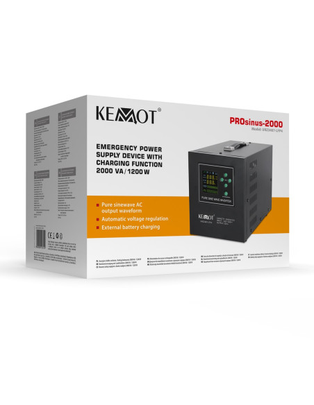 Kemot Zasilacz Awaryjny Z Czystym Przebiegiem Sinusoidalnym I Funkcją Ładowania 12V 230V 2000Va/1200W Lfp4