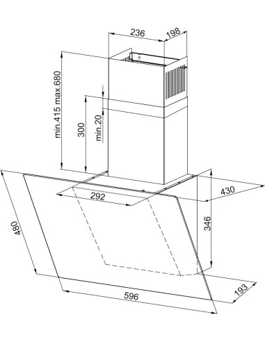 Okap Kominowy Maan Rodo 60 Cm | Led | Czarny