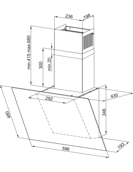 Okap Kominowy Maan Rodo 60 Cm | Led | Czarny