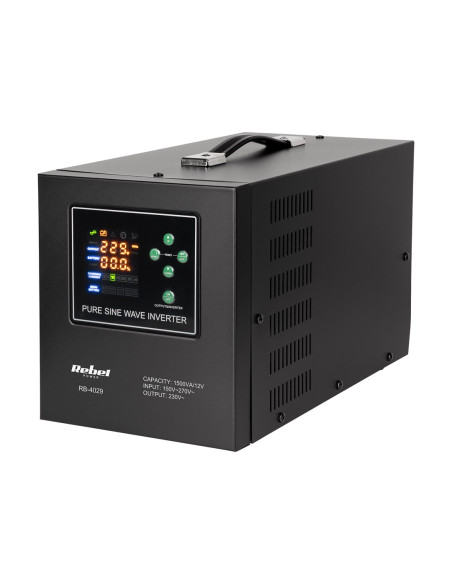 Rebel Zasilacz Awaryjny Z Czystym Przebiegiem Sinusoidalnym I Funkcją Ładowania 12V 230V 1500Va/1050W Lfp4 Rb-4029
