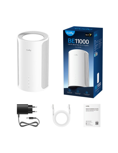Cudy M11000 Trójpasmowy (2,4 Ghz / 5 Ghz / 6 Ghz) Wi-Fi 7 (802.11Be) Biały 4 Wewnętrzny