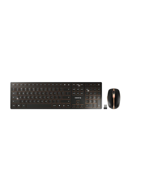 Cherry Dw 9100 Slim Klawiatura Dołączona Myszka Uniwersalne Rf Wireless + Bluetooth Qwerty Us English Czarny