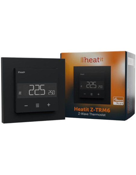 Termostat Heatit Z-Trm6 Black Matt Z-Wave Thermostat 3600W 16A 868,4 Mhz