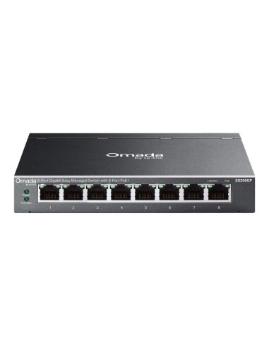 Tp-Link Omada Es208Gp Przełącznik Sieciowy Zarządzany L2 Gigabit Ethernet (10/100/1000) Obsługa Poe Din Rail Czarny