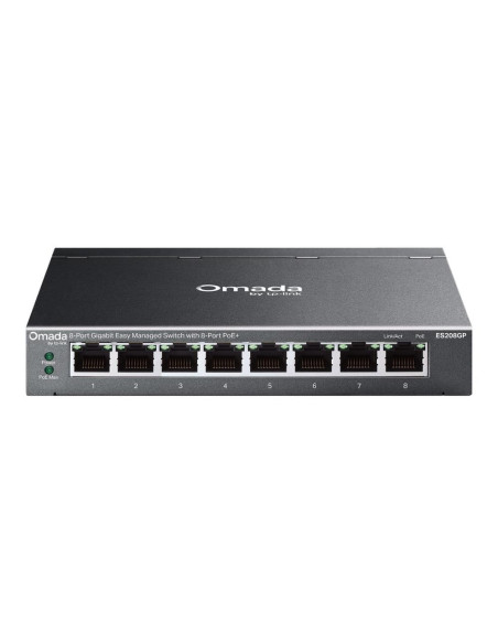 Tp-Link Omada Es208Gp Przełącznik Sieciowy Zarządzany L2 Gigabit Ethernet (10/100/1000) Obsługa Poe Din Rail Czarny