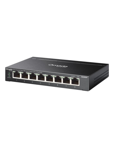 Tp-Link Omada Es208Gp Przełącznik Sieciowy Zarządzany L2 Gigabit Ethernet (10/100/1000) Obsługa Poe Din Rail Czarny