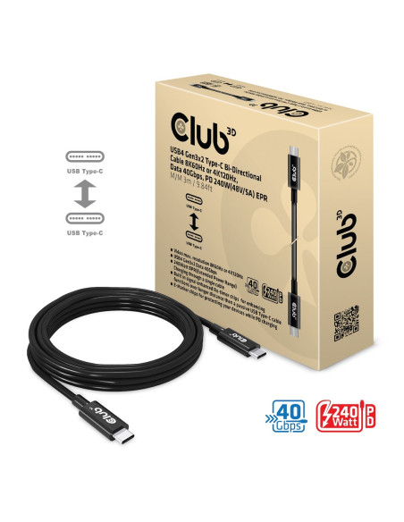 Club3D Cac-1579 Kabel Usb Usb4 Gen 3X2 3 M Usb C Czarny