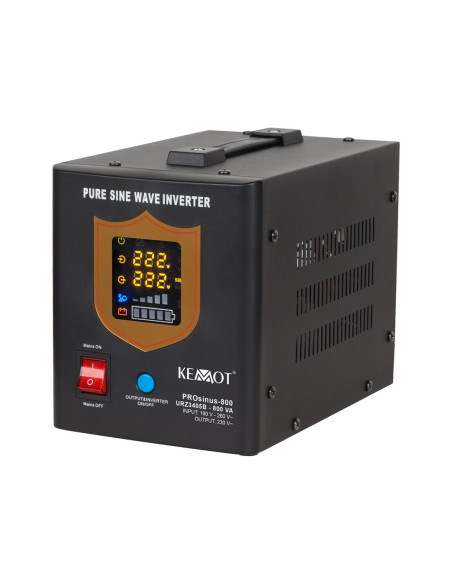 Zasilacz Awaryjny Kemot Prosinus-800 Przetwornica Z Czystym Przebiegiem Sinusoidalnym I Funkcją Ładowania 12V 230V 800Va/500W - 
