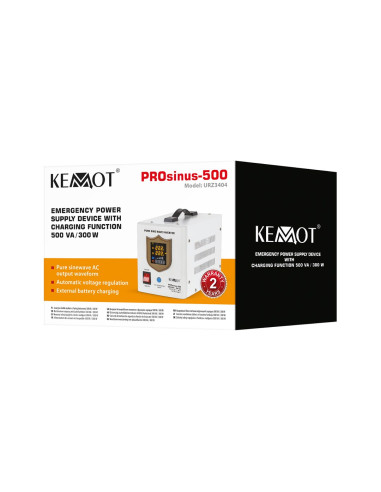 Zasilacz Awaryjny Kemot Prosinus-500 Przetwornica Z Czystym Przebiegiem Sinusoidalnym I Funkcją Ładowania 12V 230V 500Va/300W