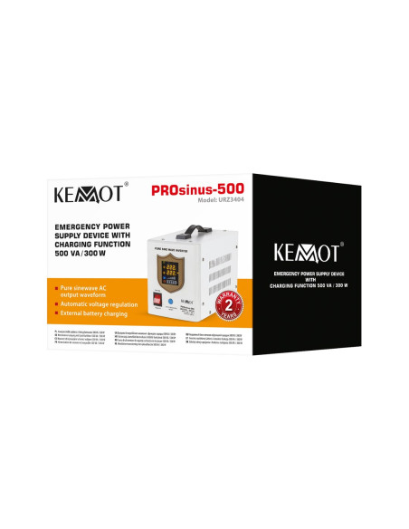 Zasilacz Awaryjny Kemot Prosinus-500 Przetwornica Z Czystym Przebiegiem Sinusoidalnym I Funkcją Ładowania 12V 230V 500Va/300W