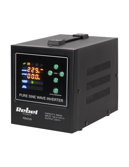 Rebel Zasilacz Awaryjny Z Czystym Przebiegiem Sinusoidalnym I Funkcją Ładowania Lfp4 12V 230V 500Va/300W Rb-4026