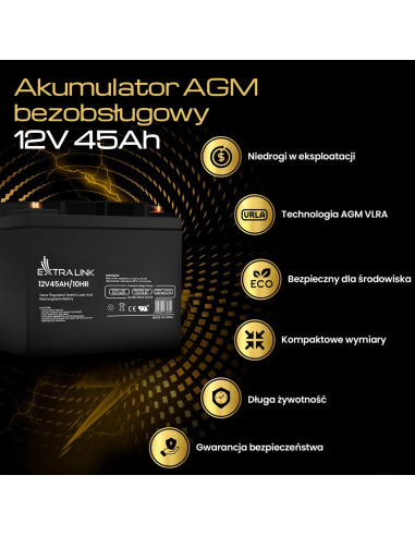 Extralink Akumulator Battery Accumulator Agm 12V 45