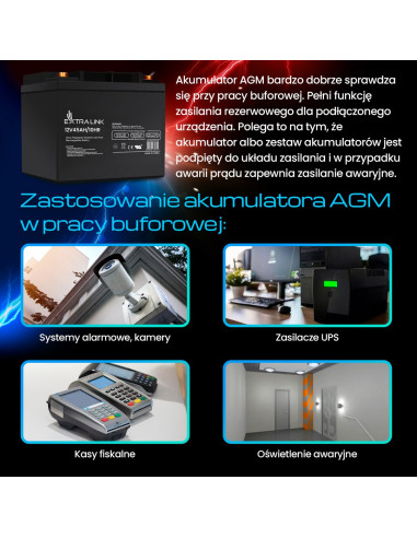 Extralink Akumulator Battery Accumulator Agm 12V 45